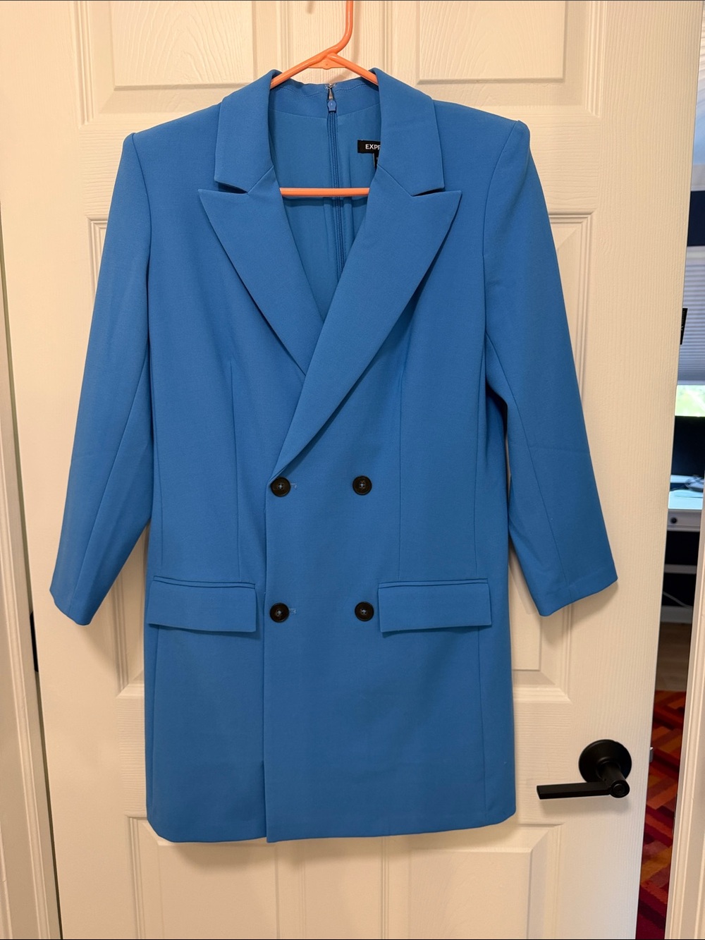 Express Double-Breasted Blazer Dress in Cobalt Blue
